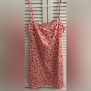 Silky pink Urban Outfitters dress with butterflies